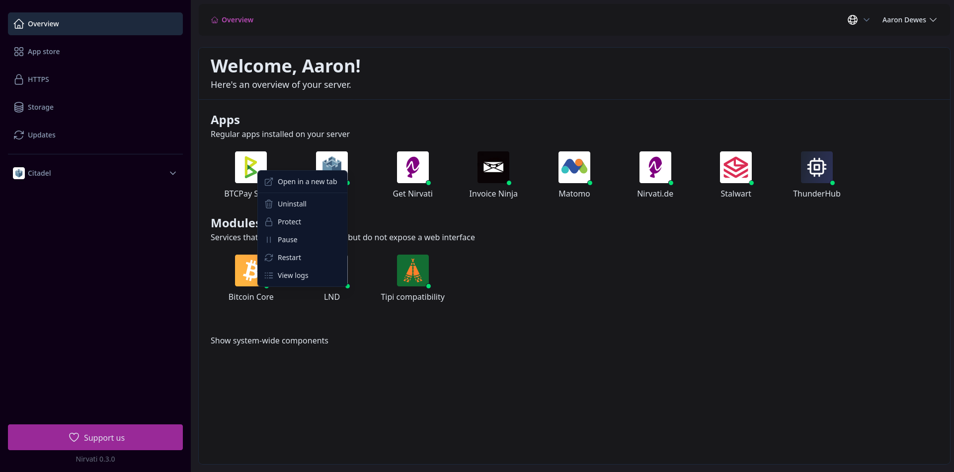 Redémarrage des applications