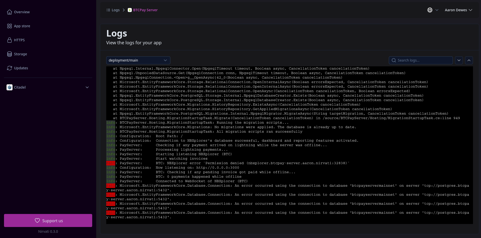 Afficher les journaux des applications