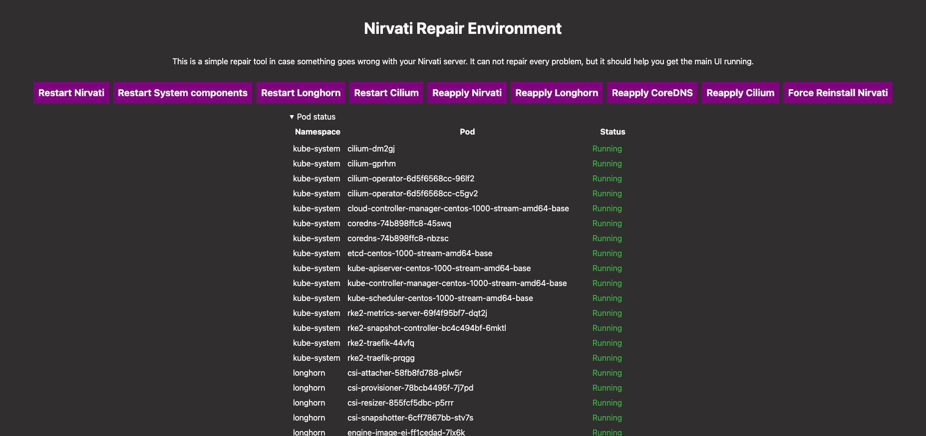 The emergency repair UI